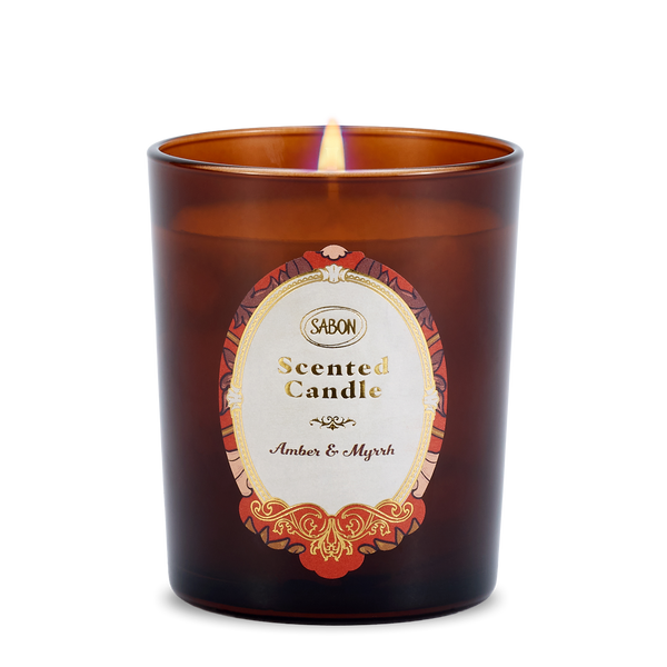 Glass Scented Candle Amber & Myrrh 6oz – SABON